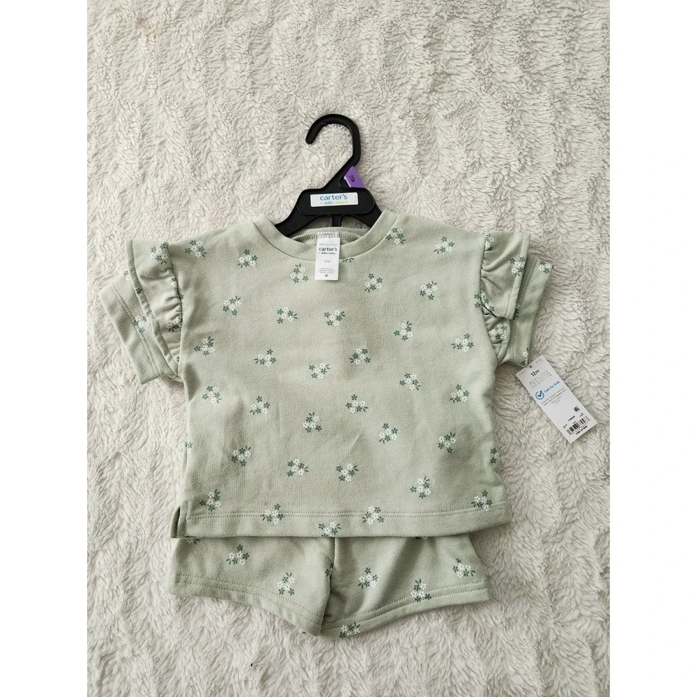 Carter's Child of Mine Baby Girl Outfit Set, 2-Piece 12 Months Green